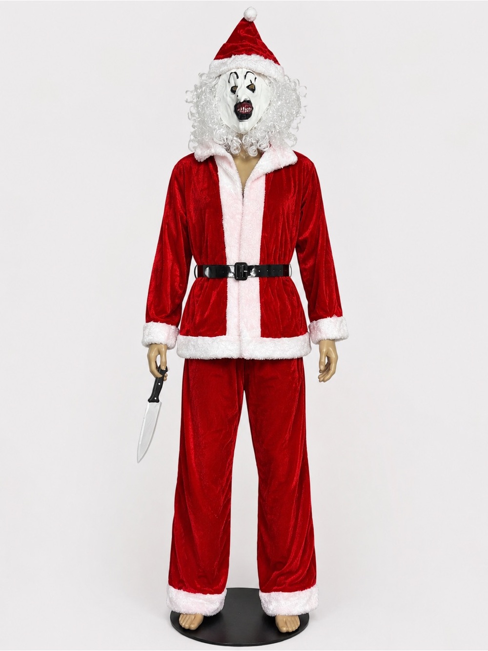 Terrifier Art the Clown Santa Costume Set w/ Mask Hat Belt Knife Size M